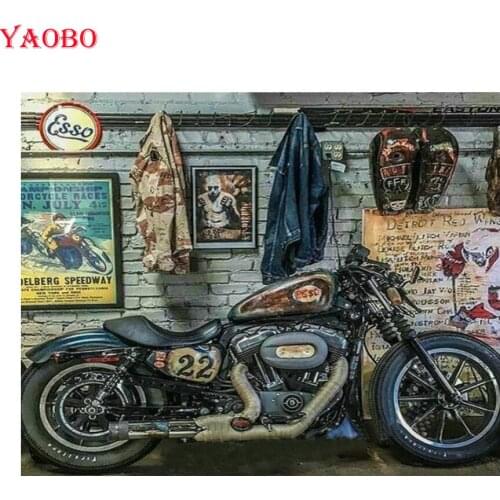 DIY 5D Diamond Painting Retro Motorcycle ArtDiamond Diamond Embroidery Mosaic Cross Stitch Kit Full Square Drill Home Decoration