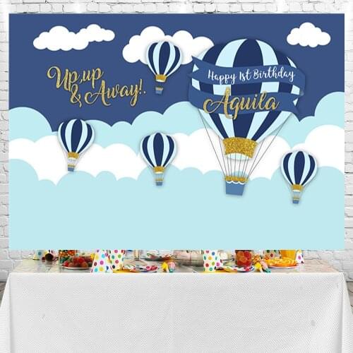 Sensfun Happy Birthday and Blue Balloons Backdrops Photographic Background Photo Studio Props Photocall Banner