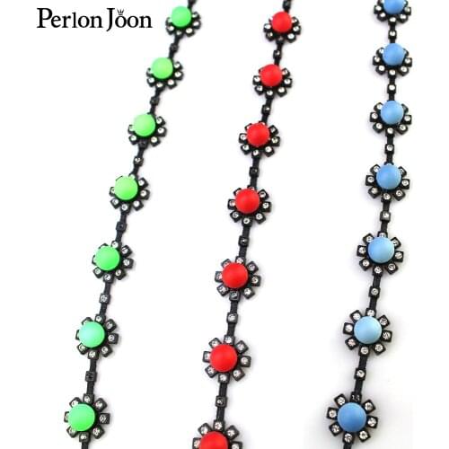 1 yard colored balls rhinestone trim decorative plastic chain DIY for home decoration clothing shoes accessories NET16