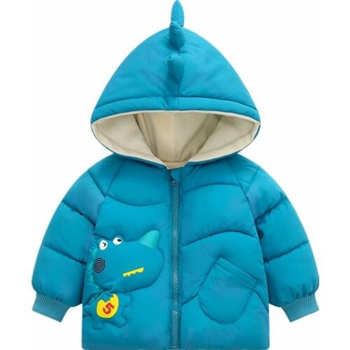 2021 new baby cute little dinosaur cotton padded jacket boys and girls down cotton padded jacket thickened warm jacket