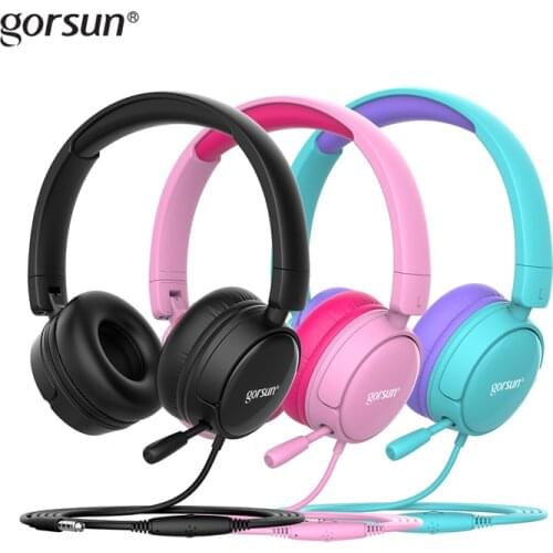 Gorsun A62 Child Headphone With Microphon Bass Headset Stereo Cat Ear Earbuds Foldable 3.5mm AUX For Phone MP4 For Girl Boy Gift
