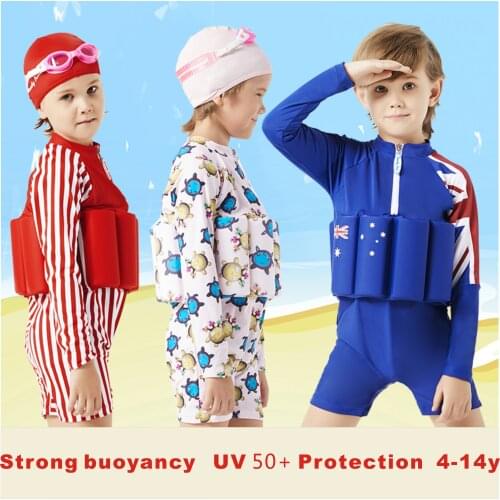 Beverly kids swimsuit children UV protection floating swimwear life vest buoyancy suit junior swimming suit free shipping