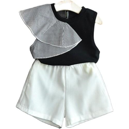 Girls Baby Cute Clothing Sets Fashion South Korea Kids Patchwork Striped Shirt and Shorts Outfits Children Casual Clothes 3-7Y