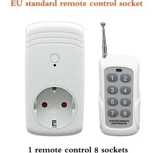 EU standard remote socket 315 Learning RF Remote Switch 1 remote 8 sockets