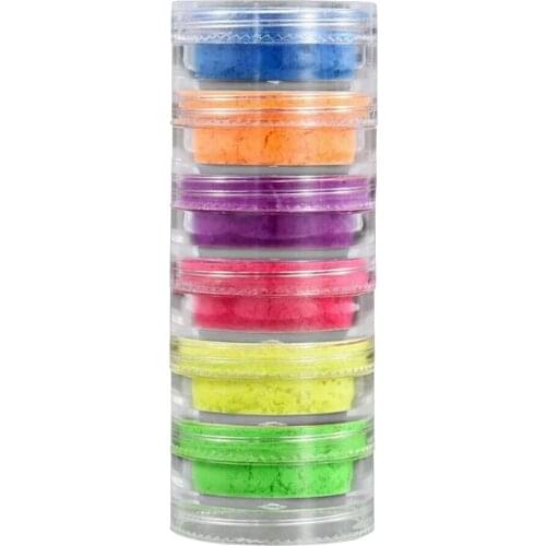 6 Colors Neon Phosphor Nail Powder, Fluorescence Pigment Decor Nail Beauty Tool, Nail Art Dust