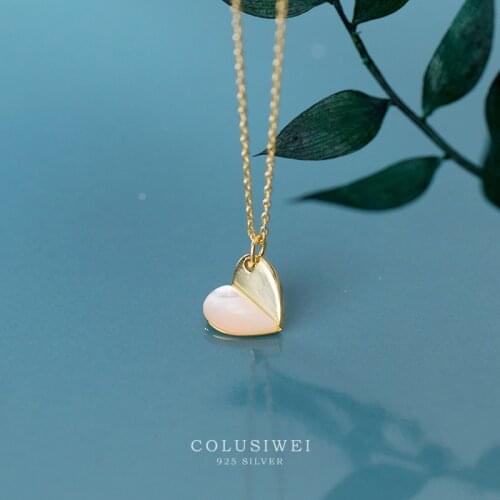 Colusiwei Shell Heart Link Chain Necklace Female Luxury Brand Jewelry Short Metal Necklaces Genuine 925 Sterling Silver Jewelry