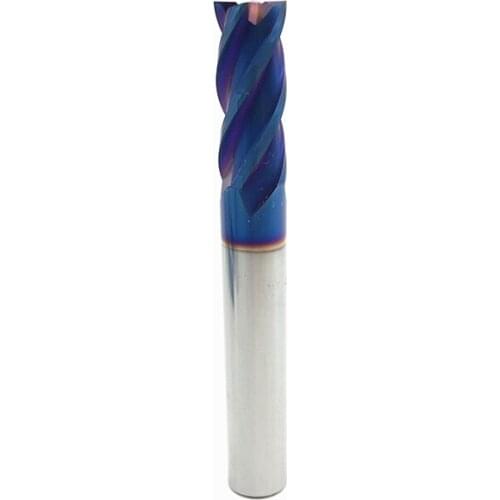 1PC 8mm End Mill HRC65 4 Flute D8*20*60 60mm Long Fattened End Mills Straight Slim Shank nACo-Blue Coated Milling Cutter