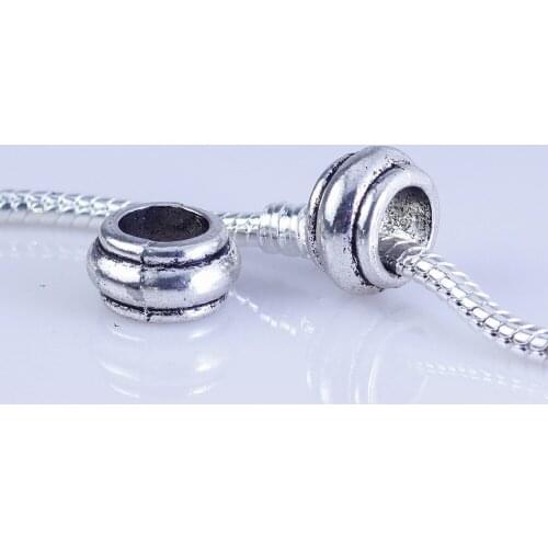 Wholesale 40pcs silver plated round beads Big Hole Beads Fit style European Bracelet hole 6.5mm