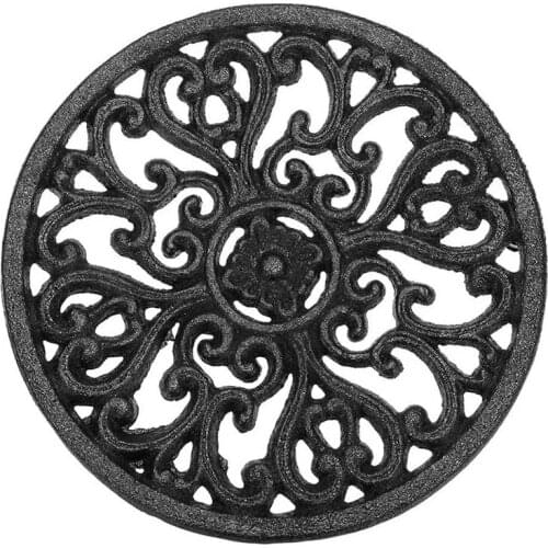 Round Cast Iron Trivet 6.7Inch Iron Heat-Insulation Trivet Non-Slip Potholders for Kitchen Dining Table Decor