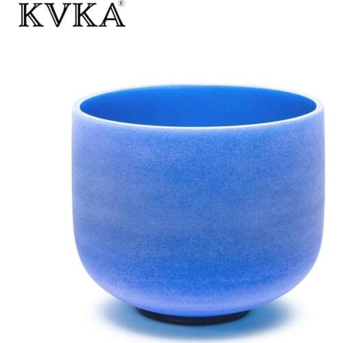 KVKA 8 inch Note G Throat Chakra Frosted Quartz Crystal Singing Bowl 8" Meditation + Rubber stick included