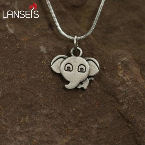 Lanseis 20pcs Cute tiny Cartoon elephant Necklace pendants for women necklace Animal jewelry Simple necklaces gift for friend