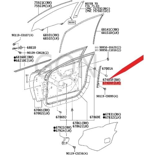 Left front door, rear lower door frame sub-assembly 2013-Toy ota VI OS front door glass guide rail. L trim trim fixing bracket