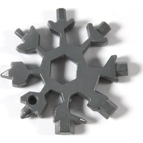 18 In 1 Snowflake Spanner Keyring Hex Multifunction Outdoor Hike Wrench Key Ring Multipurpose Camp Survive Tools