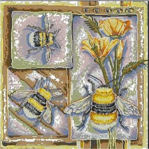 High Quality Lovely Counted Cross Stitch Kit anchor Bee and Flower