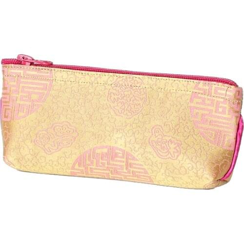 Natural Chinese Silk Brocade Glasses Bag Zipper Pouch Jewelry Luxury Sunglasses Women Case Travel Cosmetic Makeup Bag 10pcs/lot