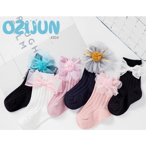 New Arrivals 2-3/3-5Years Baby Socks Cute Handmade Bow Flower Decorative Kids Girls Short Socks