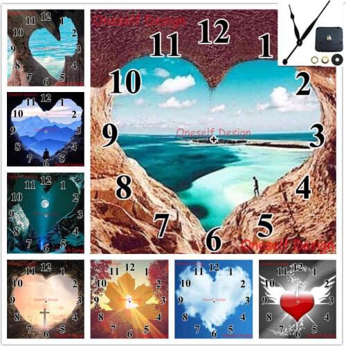 New love heart 5d diamond embroidery set clock rhinestone pictures diamond painting Mechanical clock decortion home wall sticker