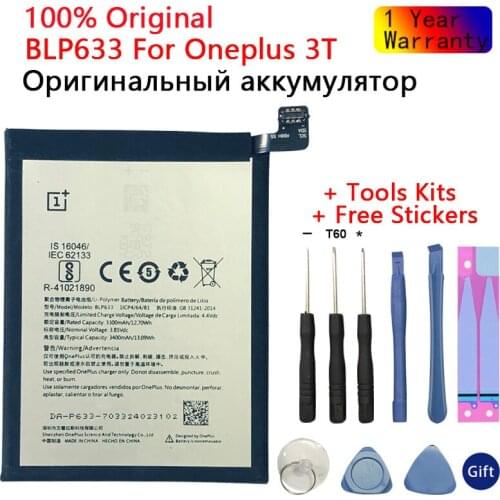 Original NEW for Oneplus 3T Battery High Quality 3400mAh BLP633 Replacement for Oneplus Three T Smartphone+ Battery