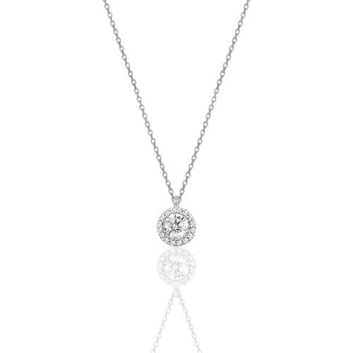 Womens Silver Diamond Montürlü Single Stone Necklace 2021