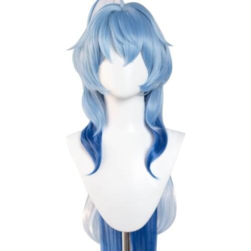 Game Genshin Impact Cosplay Wigs Ganyu Halloween Carnival Party Accessories Wig Men Women Role Play Blue Long Synthetic Hair