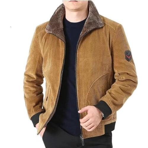 Winter Jacket Men Thick Warm Corduroy Cotton Parkas Men Casual Loose Turn Down Collar Multi Pockets parkas hombre invierno coat