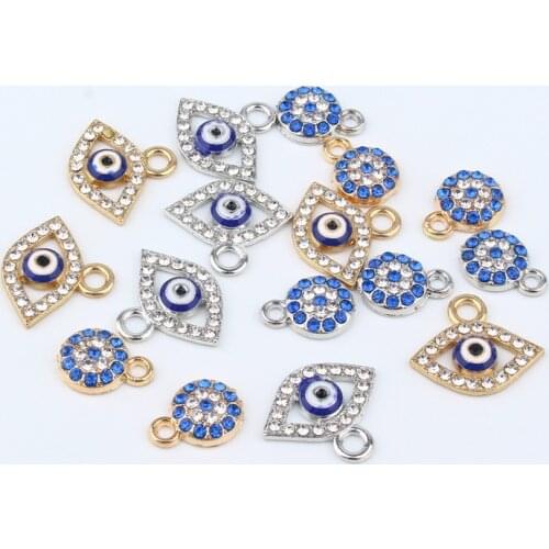 10pcs/lot Blue Turkey Evil Eye Charm Pendant Religious Amulet for Diy Bracelet Necklace Jewelry Making Findings