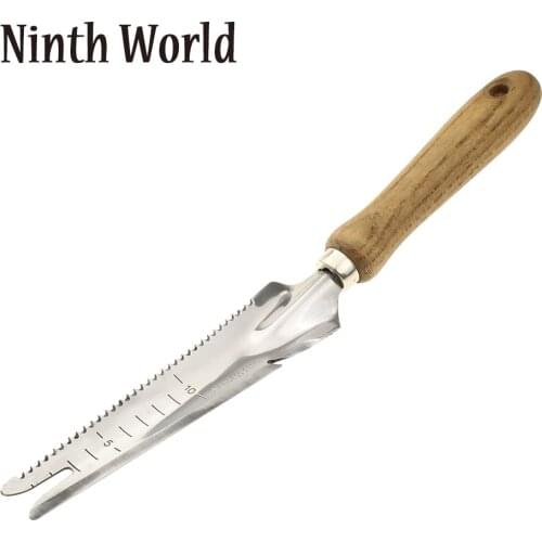 1Piece Stainless Steel Gardening Shovel Spade Manual Weeder With Sawtooth Can Opener Wood Handle Digging Soil Knife Garden Tool