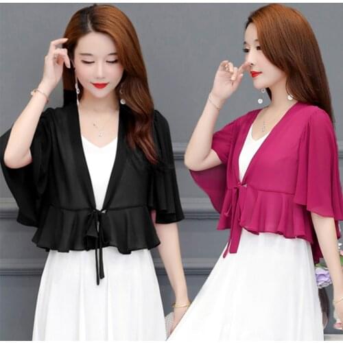 Chiffon Shrugs For Women Bolero Middle Sleeve Bridal Wedding Top Bolero Femme Mariage Party Cape Dress Wedding Dress Jacket