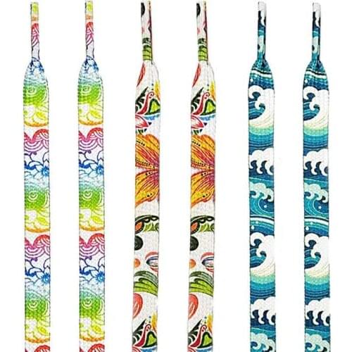 New Design 120cm Rainbow Colorful Printing Flat Shoelace Running Shoelaces Two Pair/Lot