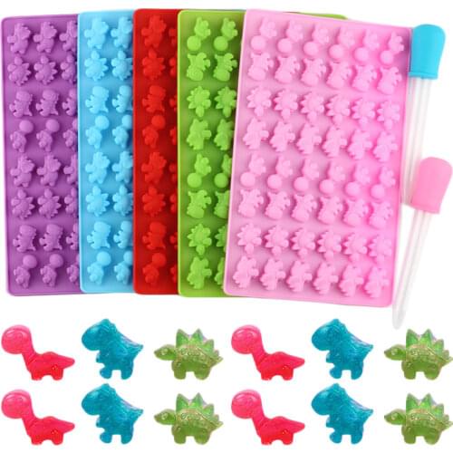 48 Cavity Cute Dinosaur Silicone Gummy Cake Molds Chocolate Mold Ice Cube Tray Candy Fondant Mould Cake Baking Decorating Tools