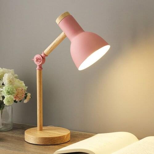 Nordic Wooden Iron Table Lamp LED Folding Desk Lamp Bedside Reading Living Room Bedroom Home Decor Modern Bed Night Stand Lights