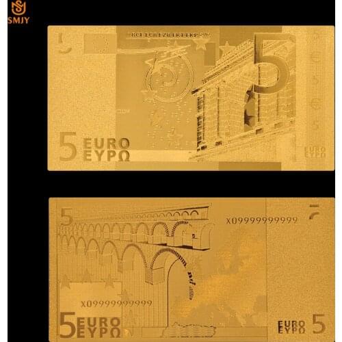 Souvenir Banknote Euro Currency 5 Euros Souvenir Gold Banknotes Paper Money Collection