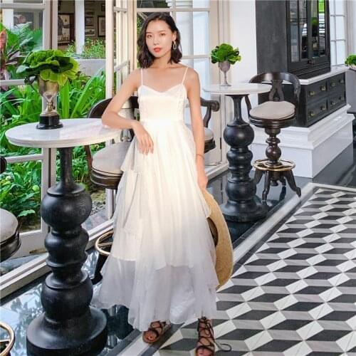 Temperament dresses spaghetti strap off shoulder ruffles woman Women Clothing fashion brand New summer Korean style long dresses