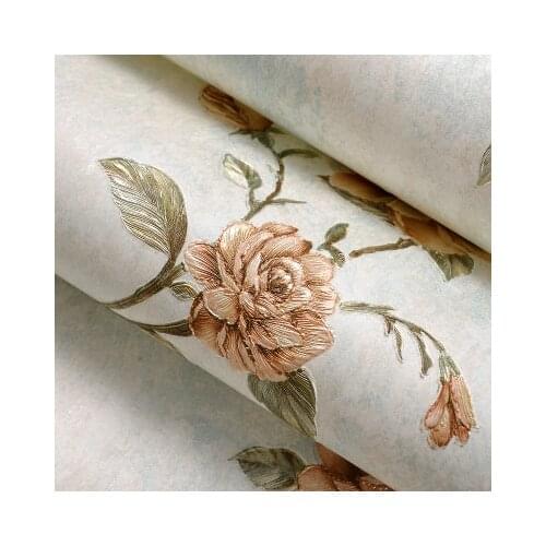 3D Flower Wallpaper Rural Style Non-woven Bedroom Living Room Home Background Decoration