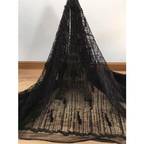 Embroidered Net Fabric with beads With super Quality BZL-19.11513 African Tulle Lace Fabric For party Dress
