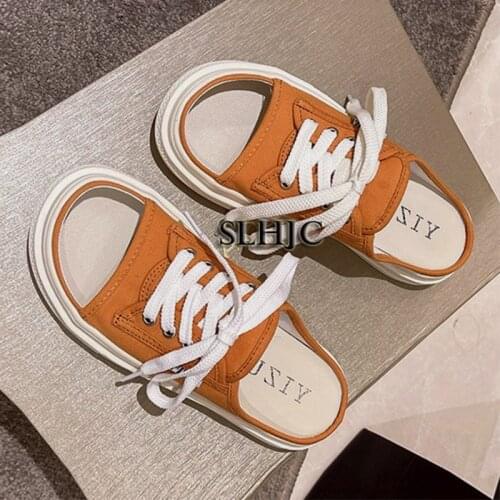 SLHJC 2021 Summer Slippers Women Flat Heel Leather Braid Sandals Peep Toe Holiday Drags Shoes Female Slides