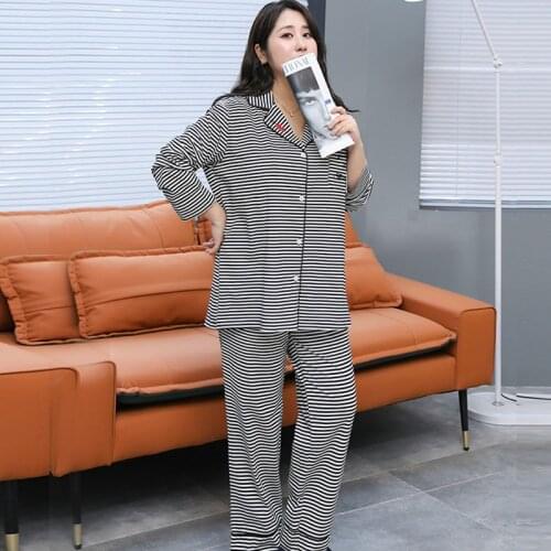 Womens Pajamas Set 2 Pieces Sleepwear Long Sleeve Trousers Soft Plus Size Women Autumn Casual Homewear