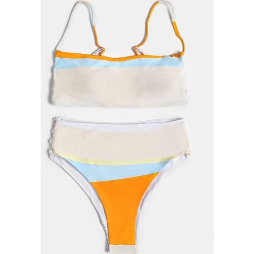 ZTVitality Print Buttons Sexy Bikinis 2021 New Arrival Women Bikini Padded Bra Straps High Waist Swimsuit Brazilian Swimwear S-L