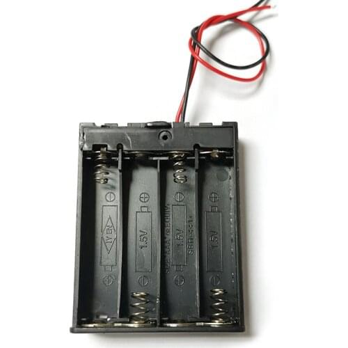 1Pcs/lot Plastic 4 AAA Battery Case Holder Storage Plastic Box Battery Spring Clip Black Red Wire Leads with Cover Switch