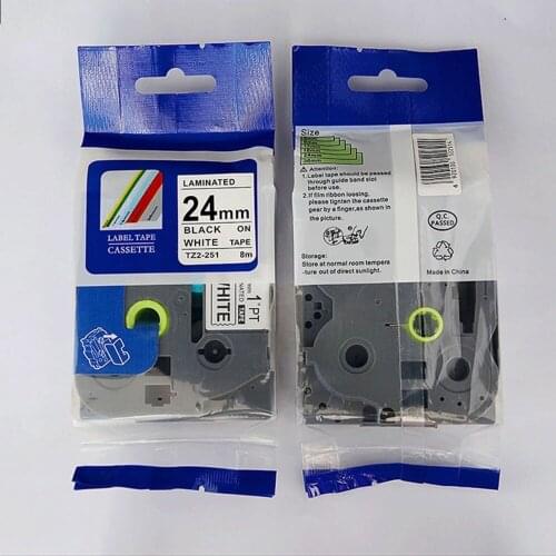 2PCS Compatible Brother P-TOUCH TZe-251 TZ-251 24mm Black on White laminated TZ label tape