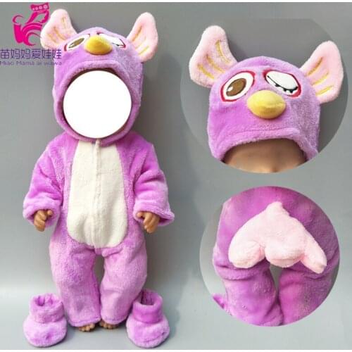 2019 New Arrival Doll Clothes for 43 Baby Doll Clothes Fur Cartoon Animal Jumpsui Set for 17 Inch Doll Clothes