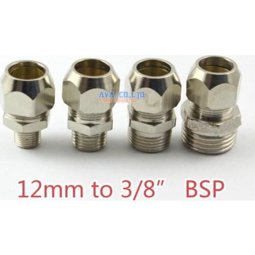 5 Pieces Brass 12mm to 3/8" BSP Compression Connector Fitting Fuel Air Gas Water Hose Connector Coupler