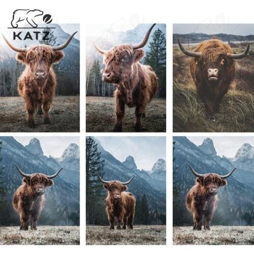 5D Diamond Painting Plateau Cow Picture Embroidery Modern Animal Diamond Mosaic Photo Cross Stitch Painting Home Decoration