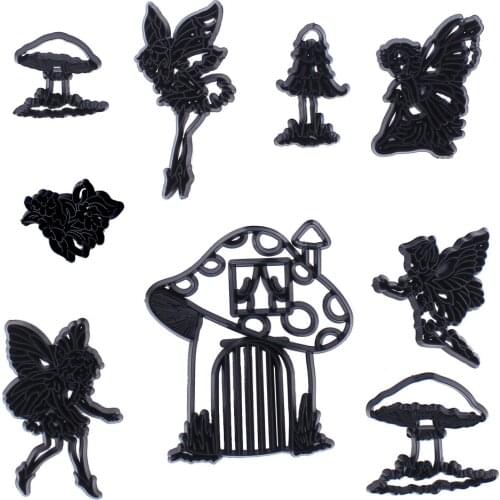 9Pcs/set Flower Fairy Cookie Cutter Molds Mushroom House Fondant Die Chocolate Biscuit Sugarcraft Moulds Cake Decorating Tools