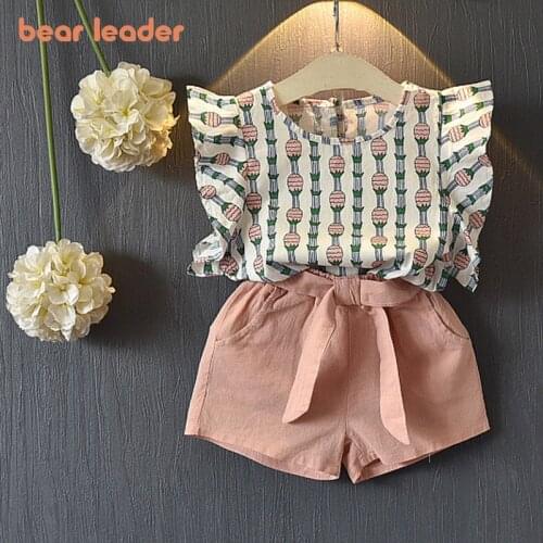 Bear Leader Girls Clothing sets for Children 3-7 Years O-neck Print T-shirt Top with Casual Short Pant 2PCS Princess Clothes Kid