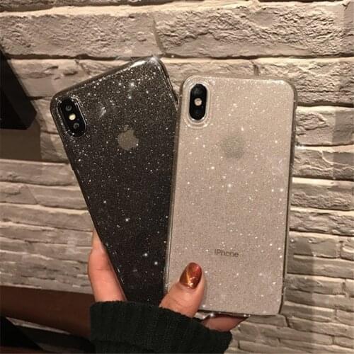 Shining Glitter Powder Transparent Phone Case For iPhone 12 11 Pro Max Mini X Xs Max Xr 78 Plus Shockproof Soft Cover For iPhone