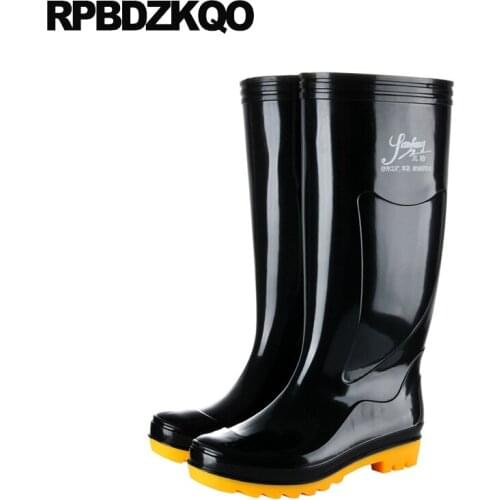Waterproof winter flat rain slip on black cheap ankle shoes tall non short camouflage autumn rubber fishing boots men knee high