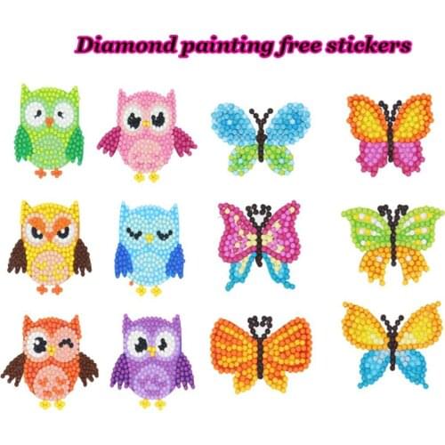 DIY Patterns Diamond Embroidery animal Butterfly owl 5D Diamond Painting For kids Diamond mosaic Double Sided Stickers Diy a124