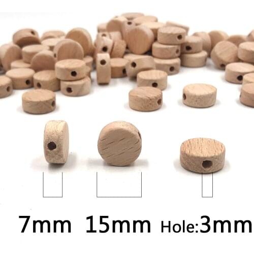 20 pcs 15mm Wood Beads Oblate-Shape Beads Straight Hole Natural Wood beech Beads for Jewelry Making Bracelet Pendant DIY