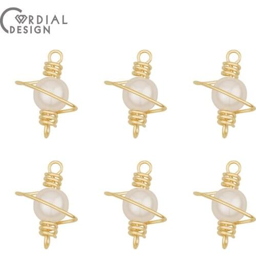 Cordial Design 50Pcs 15*19MM Jewelry Accessories/DIY/Imitation Pearl/Genuine Gold Plating/Connector/Jewelry Findings & Component